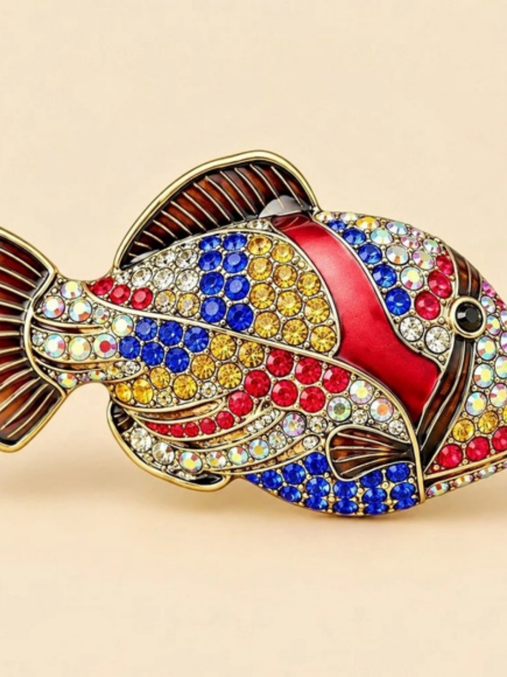 Jeweled Fish Brooch in Multicolor